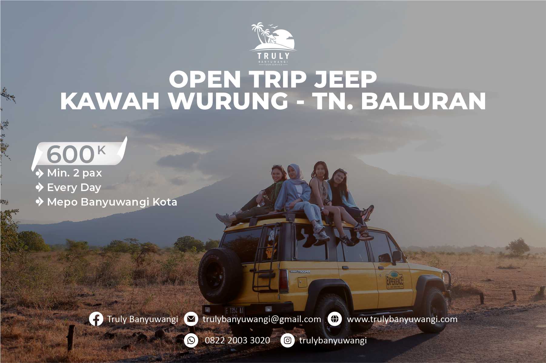 Open Trip Jeep Experience E (Sunrise Kawah Wurung - Sunset TN Baluran)